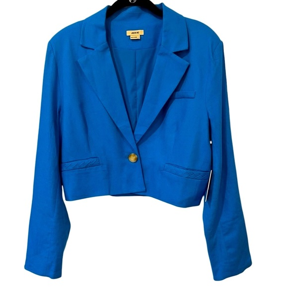 Jason Wu Linen Cropped Blazer Pant Suit Braided Trim Blue Women Size 1… - Picture 4 of 16